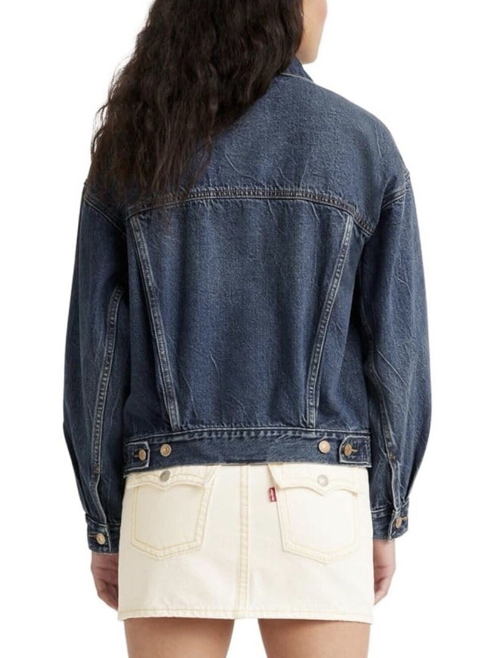 Levi's 90's Denim Trucker Jacket Women’s Size M In Wonderlust Dark Wash - Picture 2 of 7
